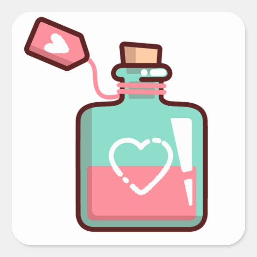 Love Potion Hearts Bottle Vierkante Sticker (Voorkant)