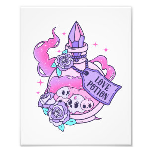 Love Potion Schattige Roze Halloween Potion Fles Foto Afdruk