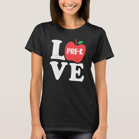 Love Pre K Apple Student Teacher   T-shirt (Voorkant)