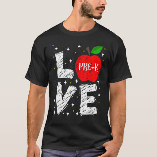 Love Pre K Apple Terug naar school leraar T-shirt
