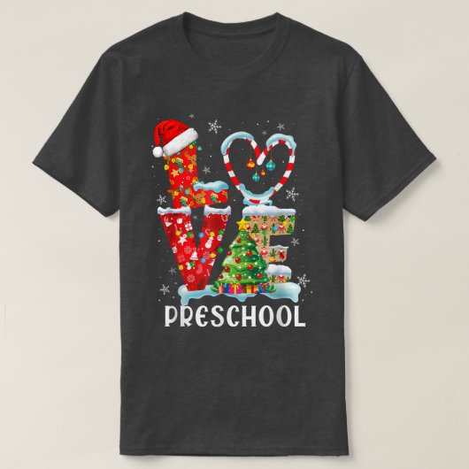 Love Preschool Santa Hat Snoep Teacher Pajama Chri T-shirt (Design voorkant)