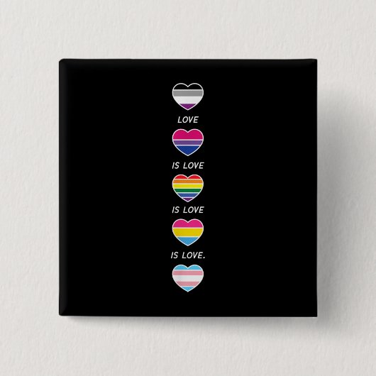Love Pride LGBT Asexual Bi Pansexual Trans Vierkante Button 5,1 Cm (Voorkant)