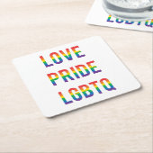 Love Pride LGBTQ Vierkante Kartonnen Onderzetter (Schuin)