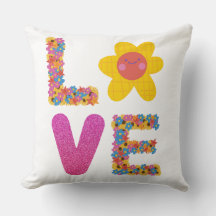 Love Print Design op katoenen kussen voor Valentij