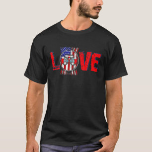 LOVE Proud American Flag Opticien 4th of J T-shirt