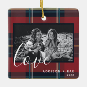 Love Pset Holiday Custom Foto Red Keramisch Ornament