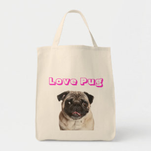 Love Pug Puppy Dog Canvas Grocery otebag Tote Bag