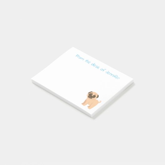 Love Pug Puppy Dog Cartoon Post IT Sticky Notes (Schuin)