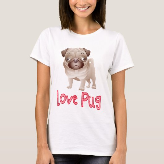 Love Pug Puppy Dog Graphic T-Shirt (Voorkant)