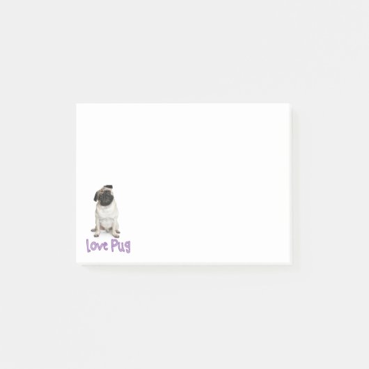 Love Pug Puppy Dog Post IT Sticky Notes (Voorkant)