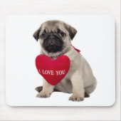 Love Pug Puppy Dog with Heart Mousepad Muismat (Voorkant)