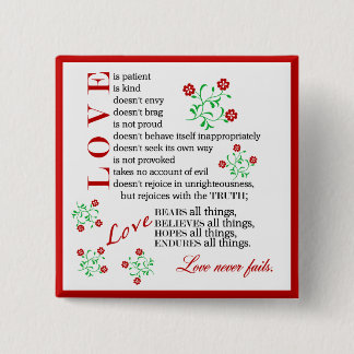 Love Quote | 1 Korinthianen 13 4-8 Vierkante Button 5,1 Cm
