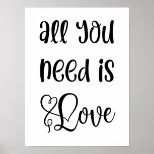 Love Quote Art Romantic Monochrome Cute Typography Poster