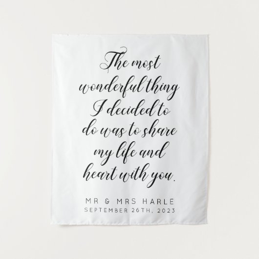 Love Quote Calligraphy Style Weddenschap Backdrop Wandkleed (Voorkant)