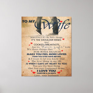 Love Quote for Wife, Wife Birthday, Weddenschap Co Canvas Afdruk