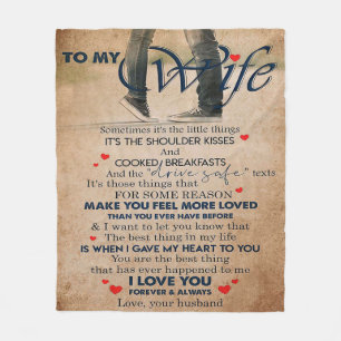 Love Quote for Wife, Wife Birthday, Weddenschap Co Fleece Deken