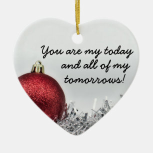 Love quote red glittery Kerstball romantic Ce Keramisch Ornament