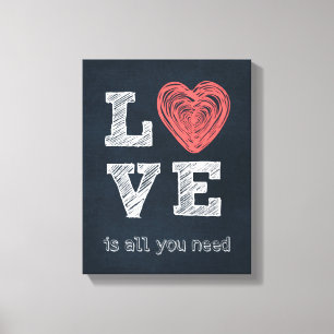 Love Quote Typography Canvas Afdruk