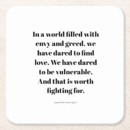 Love quote vierkante kartonnen onderzetter