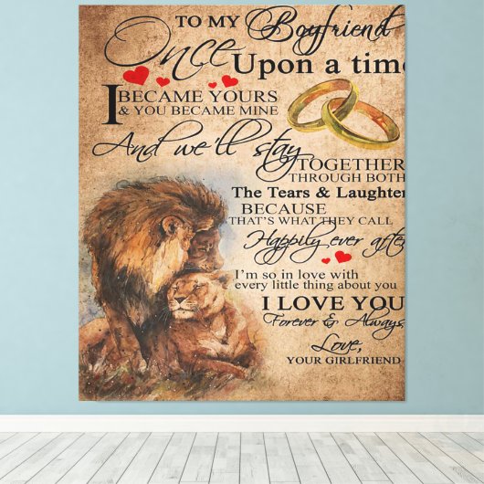 Love Quote voor Boyvriend | Cute Boyvriend Gift Canvas Afdruk (Insitu (Houten vloer))