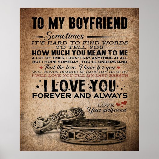 Love Quote voor Boyvriend | Funny Quotes Cadeau Poster (Voorkant)