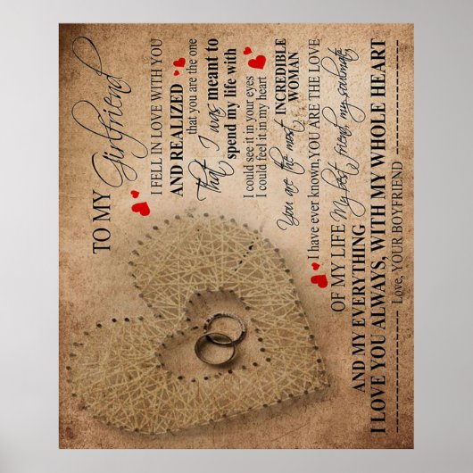 Love Quote voor Boyvriend | Funny Quotes Cadeau Poster (Voorkant)