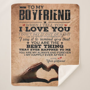 Love Quote voor Boyvriend, Husband Love Birthday Sherpa Deken