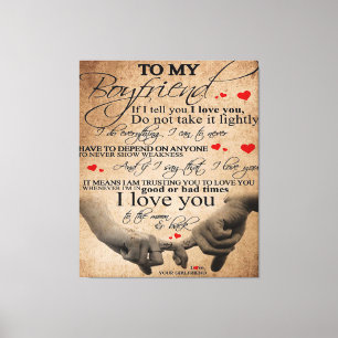 Love Quote voor Boyvriend Startdecor Canvas Afdruk