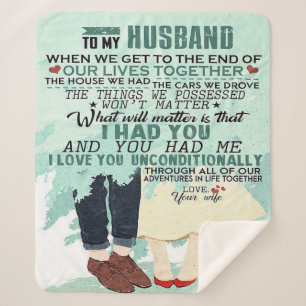 Love Quote voor Husband   Lovely Gift Sherpa Deken