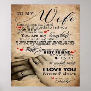 Love Quote voor Wife   Home Decor Cft Poster