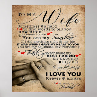 Love Quote voor Wife | Home Decor Cft Poster