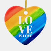 Love Rainbow Gay Pride Heart Keramisch Ornament (Voorkant)