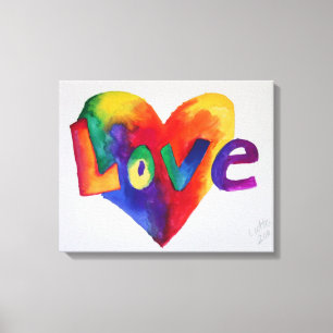 Love Rainbow Heart Art Painvas Print
