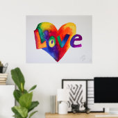 Love Rainbow Heart Art Peinture Poster Imprimer (Bureau à domicile)