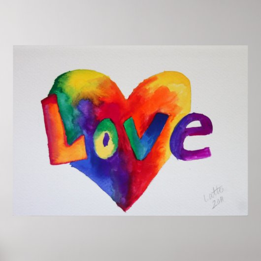Love Rainbow Heart Art Peinture Poster Imprimer (Devant)