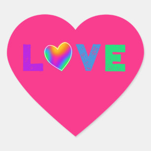 Love Rainbow Heart Étiquettes en forme de coeur