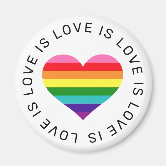 Love Rainbow Heart Gay Pride Magneet (Voorkant)