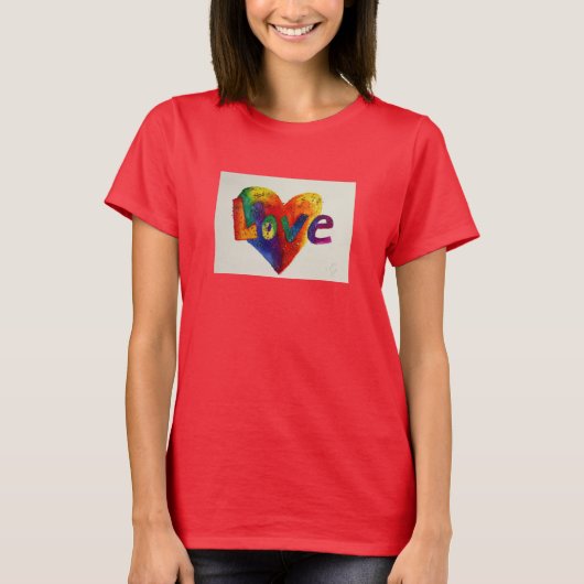 Love Rainbow Heart Glitter Art Word TShirts (Voorkant)