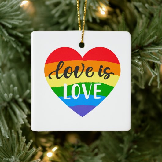 Love Rainbow Heart Keramisch Ornament (Boom)