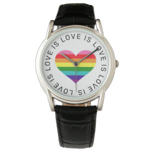 Love Rainbow Heart LGBTQ Pride Month Horloge