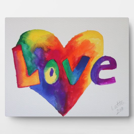 Love Rainbow Heart Painting Poem Plaque Fotoplaat (Voorkant)