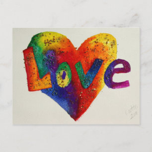 Love Rainbow Parties scintillant Heart Art Carte p