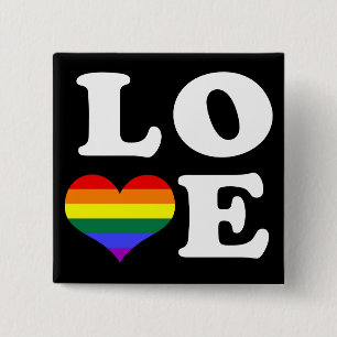 Love Rainbow Pride Vierkante Button 5,1 Cm