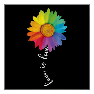 Love Rainbow Sunflower Gay Lesbian LGBT Perfect Poster