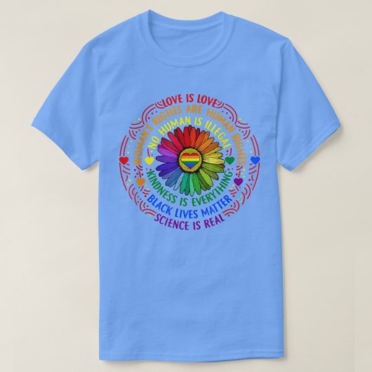 Love Rainbow Sunflower LGBT Gay Lesbian Pr T-shirt (Design voorkant)