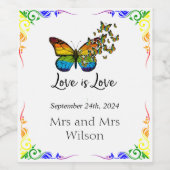 Love Rainbow Theme Wedding Wine Labels Wijn Etiket (Enkel label)