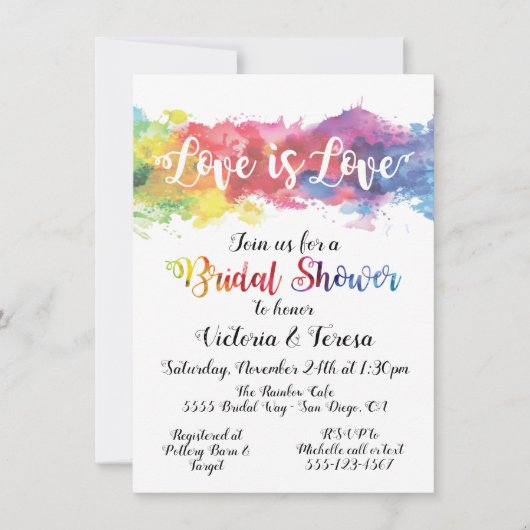 Love Rainbow Waterverf Vrijgezellenfeest Kaart (Voorkant)