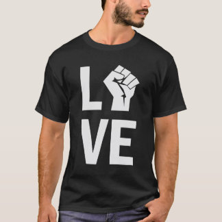 Love Raised Fist Shirt, Melanine shirt, Zwarte mag T-shirt
