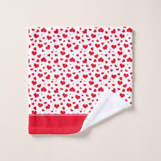 "Love" Red en White Random Heart Random Pattern Bad Handdoek (Wasdoekje)