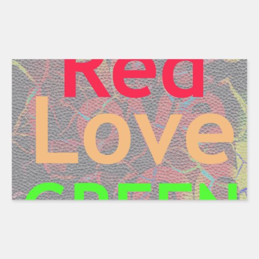 LOVE RED GOLDEN GREEN RECHTHOEKIGE STICKER (Voorkant)